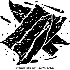 Beef jerky, food, isolated, vintage drawing, vector illustration, black color