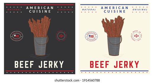 Beef Jerky retro vintage illustration