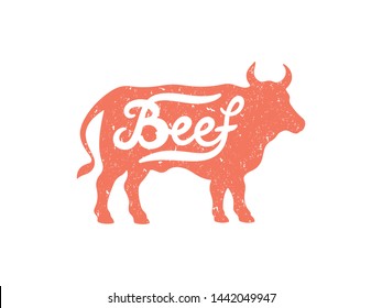 Beef logo. Bull silhouette isolated on white