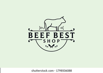Beef logo design vector inspiration for butcher meat shop
