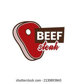 Beef Logo Design Vintage. Steak Vector illustration with the image of grilled Logo Icon