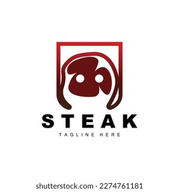 Beef Logo, Meat Steak Vector, Grill Cuisine Design, Steak Restaurant Brand Template Icon