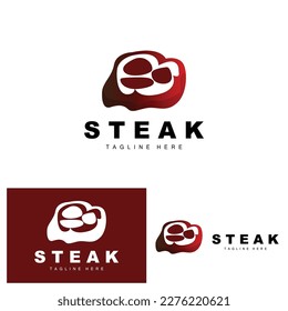 Beef Logo, Meat Steak Vector, Grill Cuisine Design, Steak Restaurant Brand Template Icon