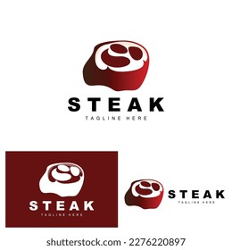 Beef Logo, Meat Steak Vector, Grill Cuisine Design, Steak Restaurant Brand Template Icon