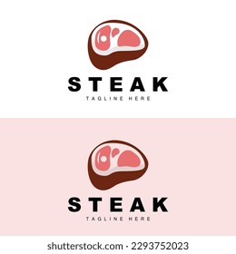 Beef Logo, Meat Steak Vector, Grill Cuisine Design, Steak Restaurant Brand Template Icon