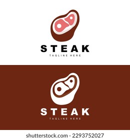 Beef Logo, Meat Steak Vector, Grill Cuisine Design, Steak Restaurant Brand Template Icon