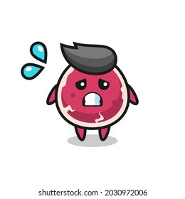 beef mascot character with afraid gesture , cute style design for t shirt, sticker, logo element