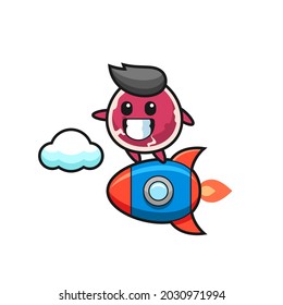 beef mascot character riding a rocket , cute style design for t shirt, sticker, logo element