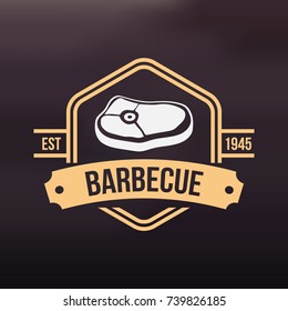 Beef Meat Barbecue bbq Restaurant Logo with Retro, Hipster, Vintage Style, Vector Logo Design with Oval Grunge Background