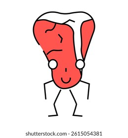 beef meat character line icon vector. beef meat character sign. isolated symbol illustration