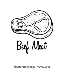 Beef Meat With Hand Drawn or Line Art Style