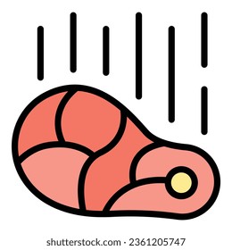 Beef meat icon outline vector. Pork food. Raw bbq color flat