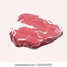 Carne de ternera aislada. Gran trozo de carne de vaca. Aislado.
