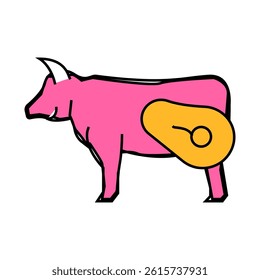 beef meat line icon vector. beef meat sign. isolated symbol illustration
