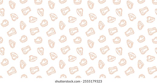 Beef Meat Pattern background. doodle steak pattern background. doodle meat pattern background.