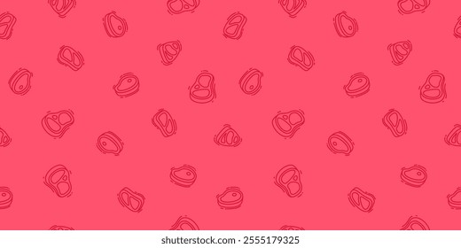 Beef Meat Pattern background. doodle steak pattern background. doodle meat pattern background.