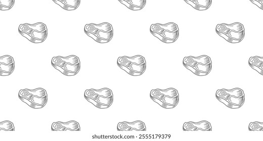 Beef Meat Pattern background. doodle steak pattern background. doodle meat pattern background.