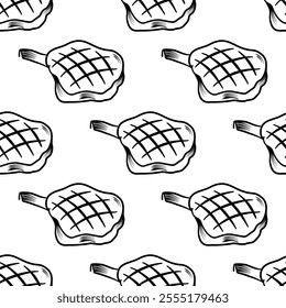 Beef Meat Pattern background. doodle steak pattern background. doodle meat pattern background.