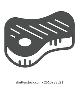 Beef of meat solid icon, culinary cooking concept. Vector graphics. Fried beef steak, meat slice with bone sign on white background, glyph style icon for mobile or web design