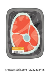Carne de carne de ternera icono plano Alimentos envasados frescos