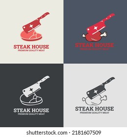 Beef, Meat and Steak Logo. Steak House or Meat Store Vintage Typography.