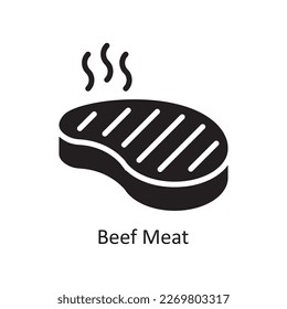 Beef Meat Vector Solid Icon Design illustration. Grocery Symbol on White background EPS 10 File