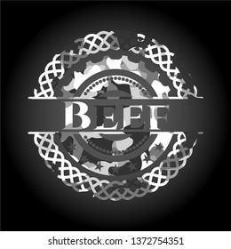 Beef on grey camouflaged pattern