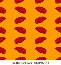 Beef pattern, seamless pattern on orange background.