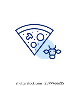 Beef pizza. Restaurant menu, fast food. Pixel perfect, editable stroke vector icon