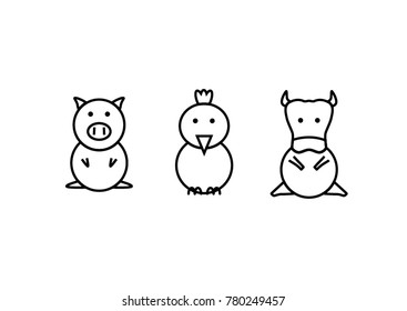 beef pork chicken menu icon restaurant
