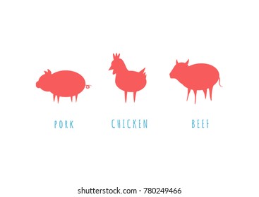 beef pork chicken menu icon restaurant