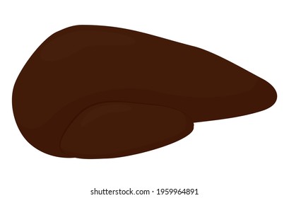 Beef or pork liver isolated on white. Offal. Organ of cow or lamb mammal animal cartoon vector illustration.