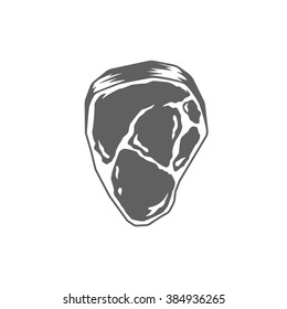 Beef or Pork Meat Logo Vector Illustration. Royal Crown Silhouette Isolated On White Background. Vector object for Labels, Badges, Logos Design. Meat Logo, Steak Logo, Steak Symbol.