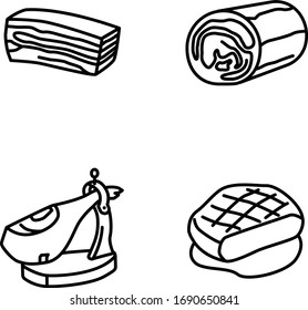 beef and pork meat outlines vector icons