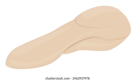 Beef or pork raw cutted tongue. Cartoon meat illustration Isolated on white background.