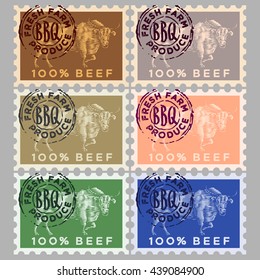 beef postage stamp. engraving lettering