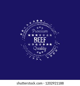 Beef premium quality badge. premium quality package label. vintage stamp. designed for butcher shop
