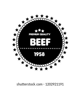 Beef premium quality badge. premium quality package label. vintage stamp. designed for butcher shop
