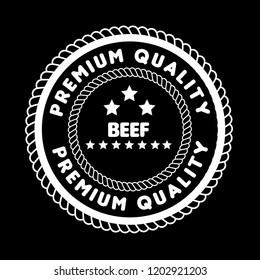 Beef premium quality badge. premium quality package label. vintage stamp. designed for butcher shop