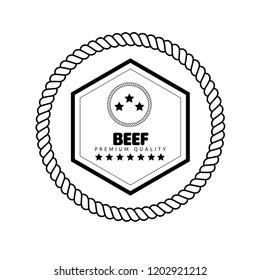 Beef premium quality badge. premium quality package label. vintage stamp. designed for butcher shop