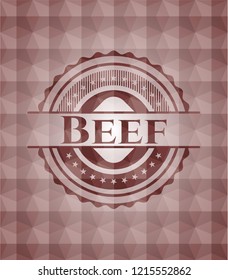 Beef red seamless geometric emblem.