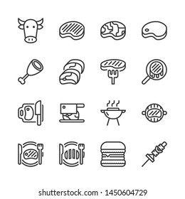 Beef related icon set.Vector illustration
