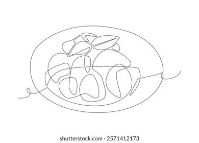 Beef rendang concept one-line drawing