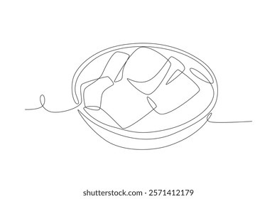 Beef rendang concept one-line drawing