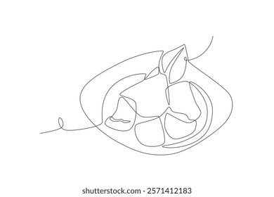 Beef rendang concept one-line drawing