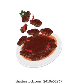 Beef Rendang Levitation Vector Illustration Logo