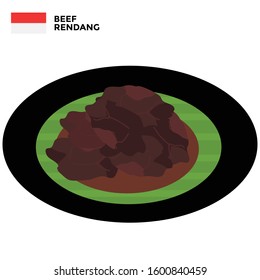 Beef Rendang Vector Illustration Isolated On White Background