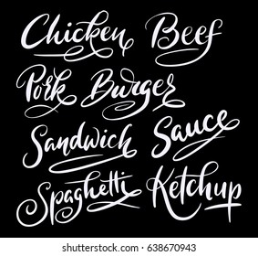 Beef and sandwich hand written typography. Good use for logotype, symbol, cover label, product, brand, poster title or any graphic design you want. Easy to use or change color 