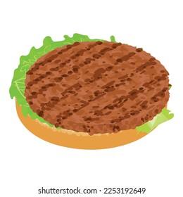 Beef sandwich icon isometric vector. Sandwich with beef patty and lettuce leaf. Food concept, snack, appetizer