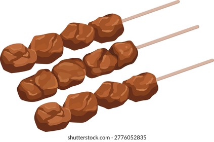 Beef Satay Skewers Flat Vector Illustration